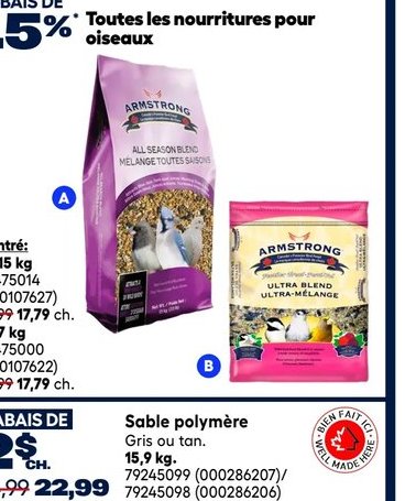 Nourritures pour oiseaux Armstrong