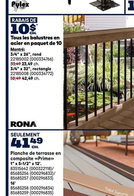 Balustres en acier en paquet de 10 RONA