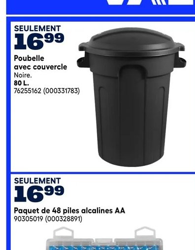 Poubelle avec couvercle Valu+