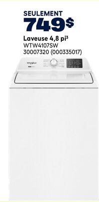 Laveuse, 4,8 pi³ whirlpool
