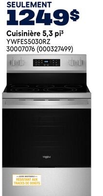 Cuisinière 5,3 pi³ Whirlpool