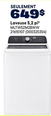 Laveuse 5,2 pi³ Midea