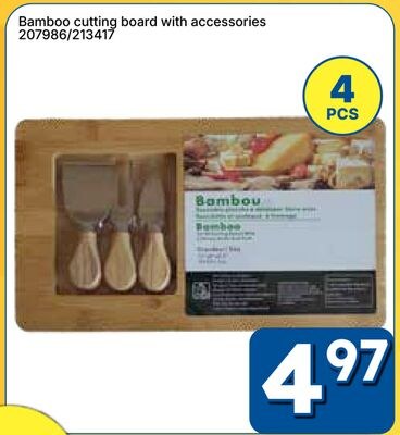 Bamboo cutting board with accessories