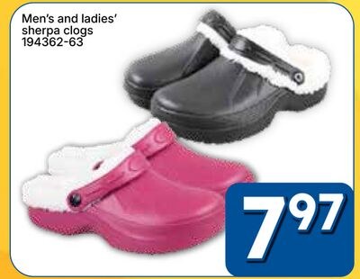 Men's and ladies' sherpa clogs