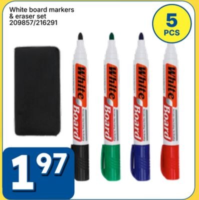 White board markers & eraser set