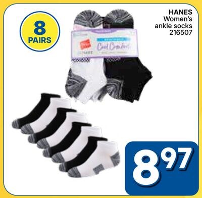 HANES Women's ankle socks