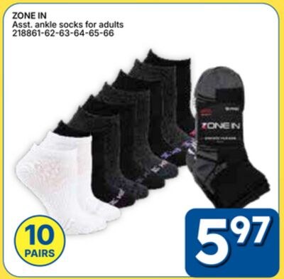 ZONE IN Ass. ankle socks for adults