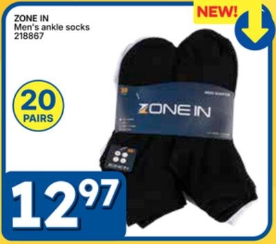 ZONE IN Men's ankle socks