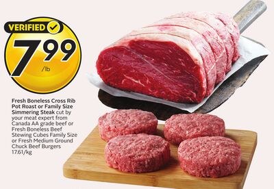 Fresh Boneless Cross Rib Pot Roast or Family Si…
