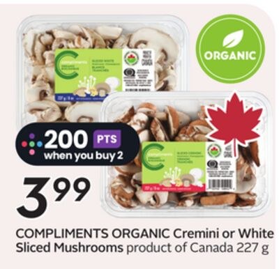 COMPLIMENTS ORGANIC Cremini or White Sliced Mus…