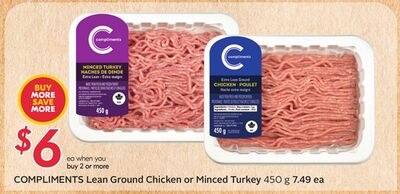 COMPLIMENTS Lean Ground Chicken or Minced Turkey