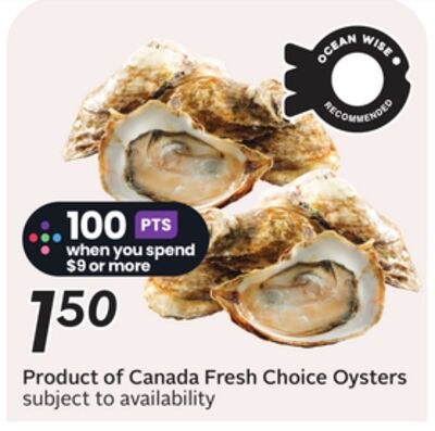 Product of Canada Fresh Choice Oysters