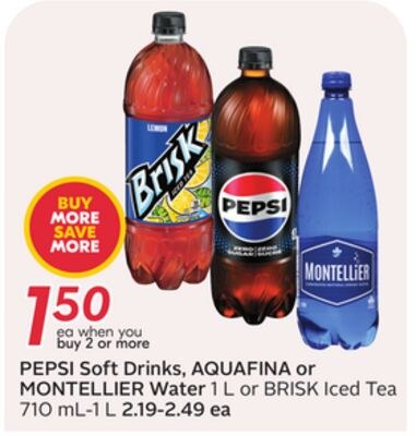 Soft Drinks, Water 1 L or Iced Tea 710 mL-1 L