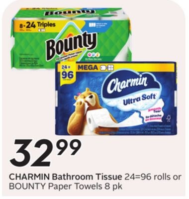 Bathroom Tissue 24=96 rolls or Paper Towels 8 pk