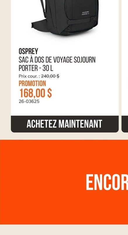 Osprey Sac à dos de voyage Sojourn Porter - 30L