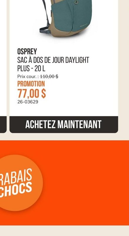 Osprey Sac à dos de jour Daylight Plus - 20L