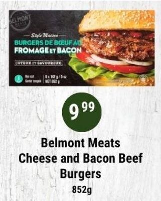 Belmont Meats Cheese and Bacon Beef Burgers