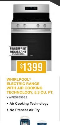 WHIRLPOOL® ELECTRIC RANGE WITH AIR COOKING TECH…
