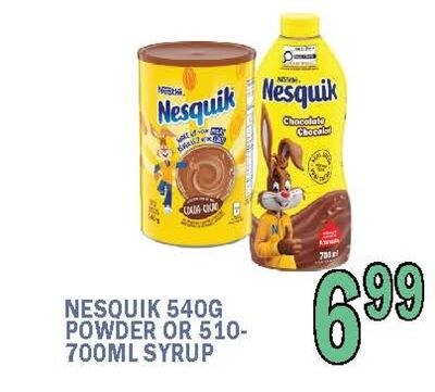 NESQUIK 540G POWDER OR 510-700ML SYRUP