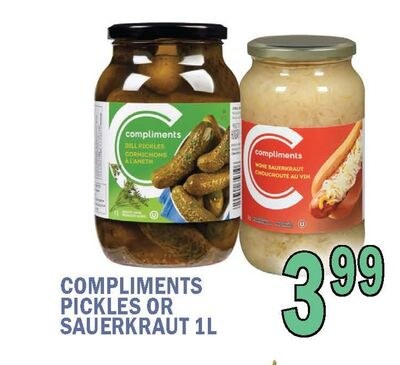 COMPLIMENTS PICKLES OR SAUERKRAUT