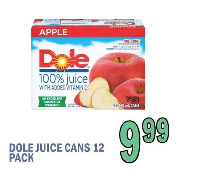 DOLE JUICE CANS 12 PACK