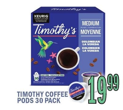 TIMOTHY COFFEE PODS 30 PACK
