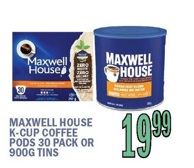MAXWELL HOUSE K-CUP COFFEE PODS 30 PACK OR 900G…