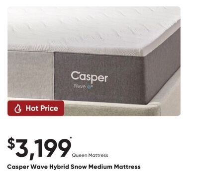 Casper Wave Hybrid Snow Medium Mattress