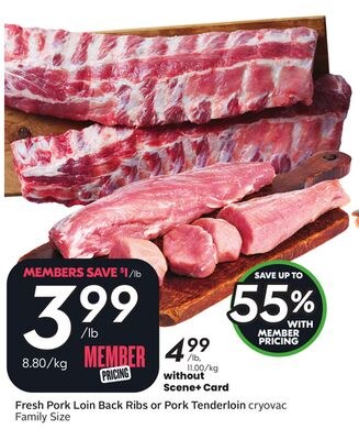Fresh Pork Loin Back Ribs or Pork Tenderloin
