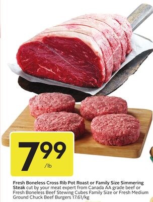 Fresh Boneless Cross Rib Pot Roast or Family Si…