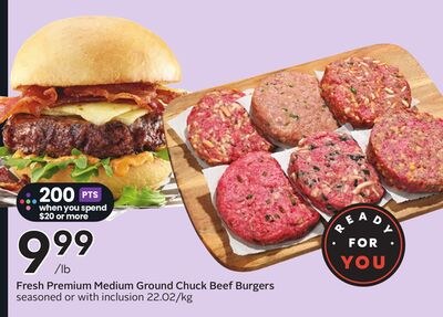 Fresh Premium Medium Ground Chuck Beef Burgers