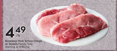Boneless Pork Sirloin Chops or Roasts Family Si…