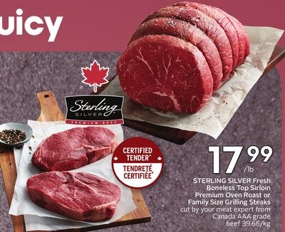 Fresh Boneless Top Sirloin Premium Oval Filet o…