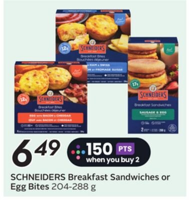 SCHNEIDERS Breakfast Sandwiches or Egg Bites