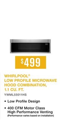 WHIRLPOOL® LOW PROFILE MICROWAVE HOOD COMBINATI…