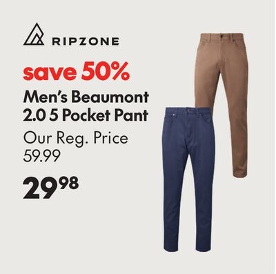 RIPZONE MEN'S BEAUMONT 2.0 5 POCKET PANT