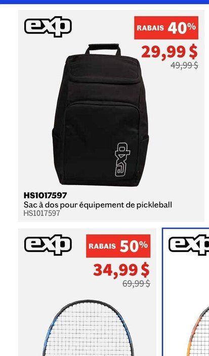 EXP Sac à dos pour équipement de pickleball