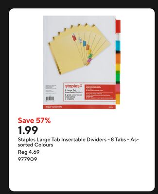 Staples Large Tab Insertable Dividers - 8 Tabs …