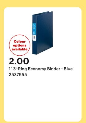 1" 3-Ring Economy Binder - Blue