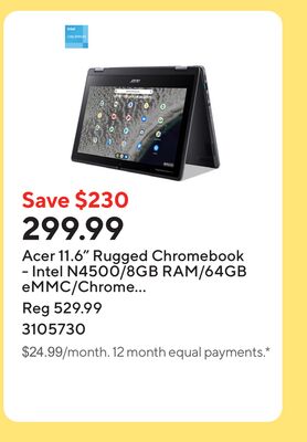 Acer 11.6" Rugged Chromebook - Intel N4500/8GB …