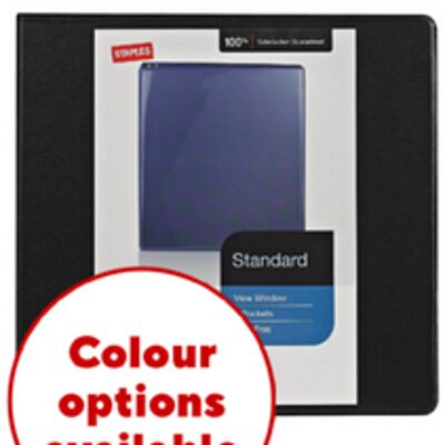 Staples Standard View Binder with D-Rings - 1" …