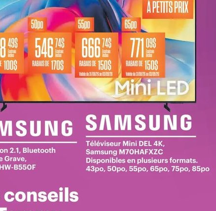 Samsung Téléviseur Mini DEL 4K, M70HAFX