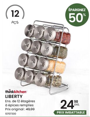 LIBERTY Ens. de 12 étagères à épices remplies