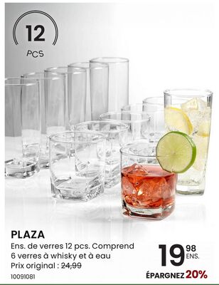 PLAZA Ens. de verres 12 pcs. Comprend 6 verres …