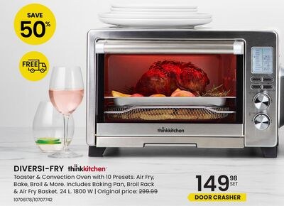 DIVERSI-FRY Toaster + Convection Oven with 10 P…
