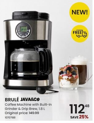 BRULÉ JAVA&CO Coffee Machine with Built-In Grin…