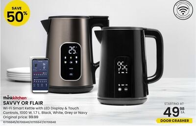 SAVVY OR FLAIR Wi-Fi Smart Kettle with LED Disp…