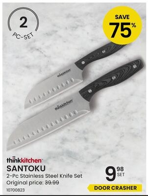 thinkkitchen SANTOKU 2-Pc Stainless Steel Knife…
