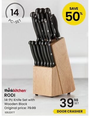 RODI 14-Pc Knife Set with Wooden Block