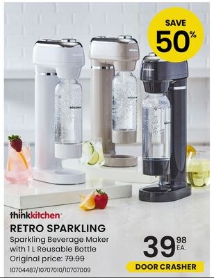 RETRO SPARKLING Sparkling Beverage Maker with 1…